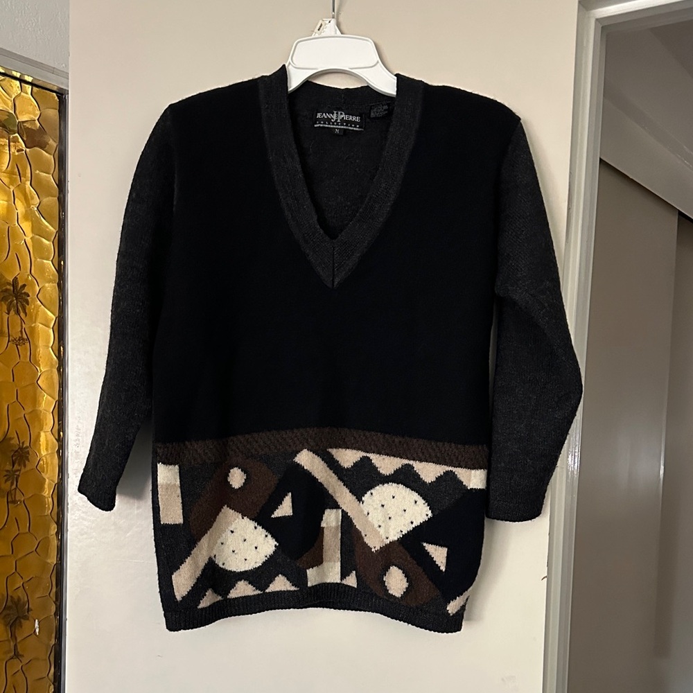 Black and Brown Geometric Sweater